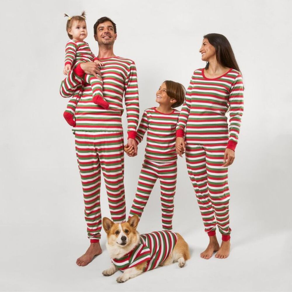 LEVERET -  Kids Two Piece Cotton Matching Family Paja Red White & Green